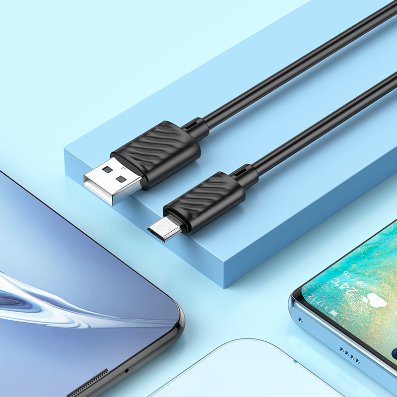 Кабель USB 2.0 Am - micro USB 1.0m (X88 Gratified, 2.4A, black) hoco