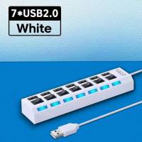 USB 2.0 HUB OLAF (7 портов, активный, выключатели, 0.4м, white)