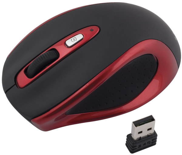 Мышь беспроводная Oklick 404MW Lite (optical, 1600dpi, 2*AAA, red-black)