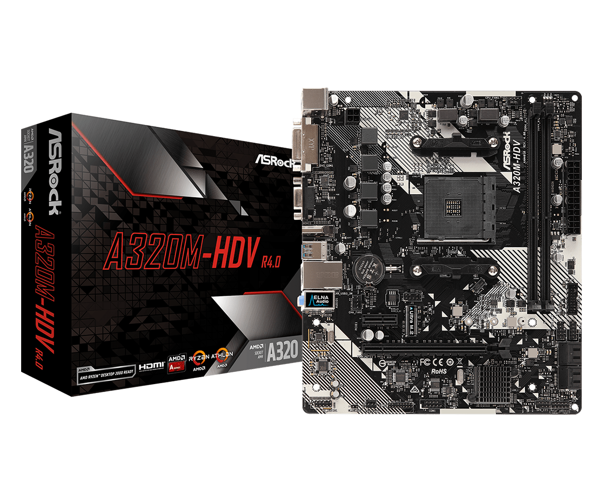 Материнская плата ASRock A320M-HDV R4.0 (AM4, mATX) RTL