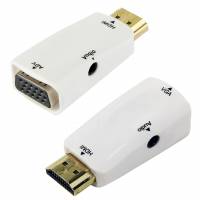 Конвертер HDMI (m)  -> VGA (f) + 3.5 Jack (f) (white)