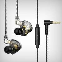 Наушники Qkz AK6 Pro (затычки, для мобильныйх устройств, c микрофоном, 1.2m, transparent black)