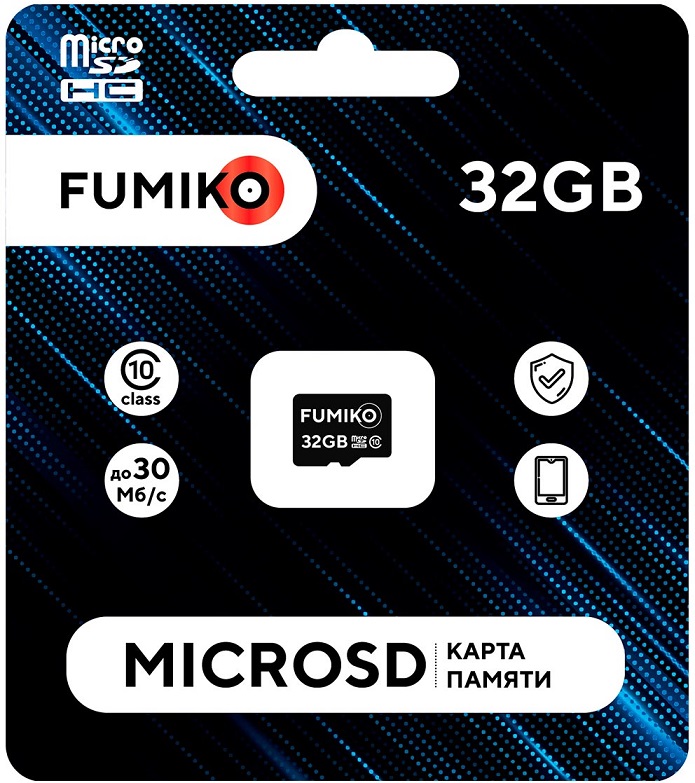Карта памяти SDHCmicro Card 32Gb FUMIKO (FMD-11, Class 10, 30MB/s, без адаптера)