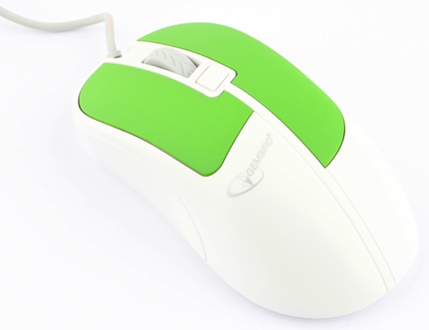 Мышь Gembird MOP-410-GRN (USB, optical, 1600dpi, 1.5m, soft-touch, white-green)