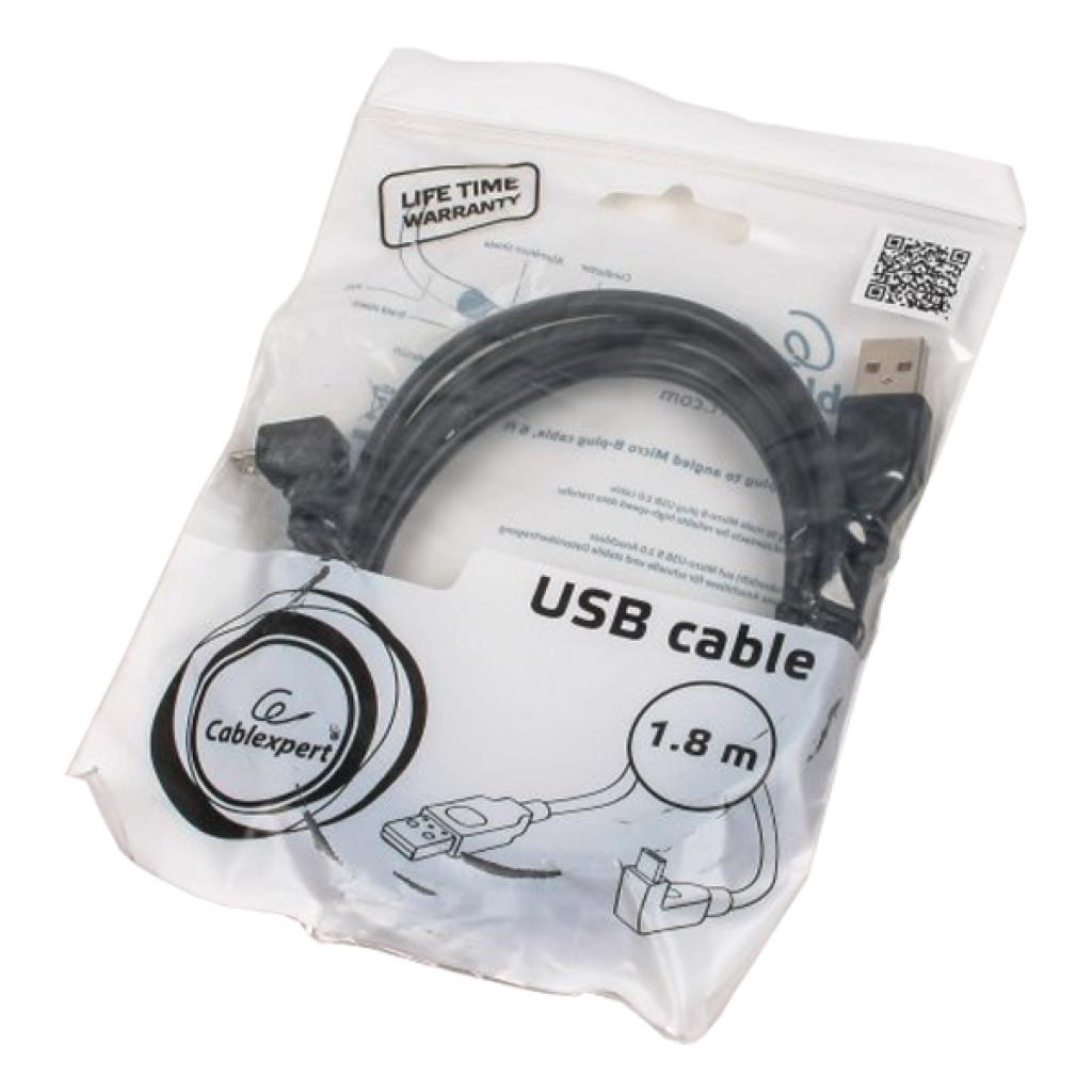 Кабель USB 2.0 Am - micro USB 1.8m (CCP-mUSB2-AMBM90-6, угловой разъём, экранированный, пакет, black) Cablexpert