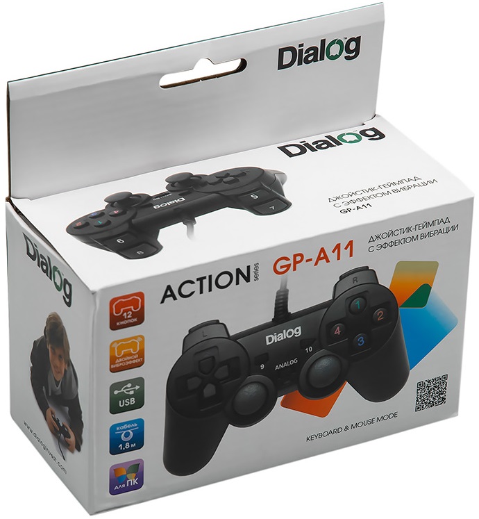 Геймпад Dialog Action GP-A11 (вибрация, 1.8m, black)