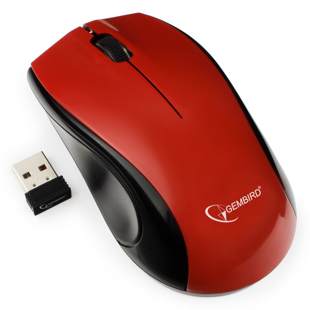 Мышь беспроводная Gembird MUSW-320 (optical, 1000dpi, AA, black-red)