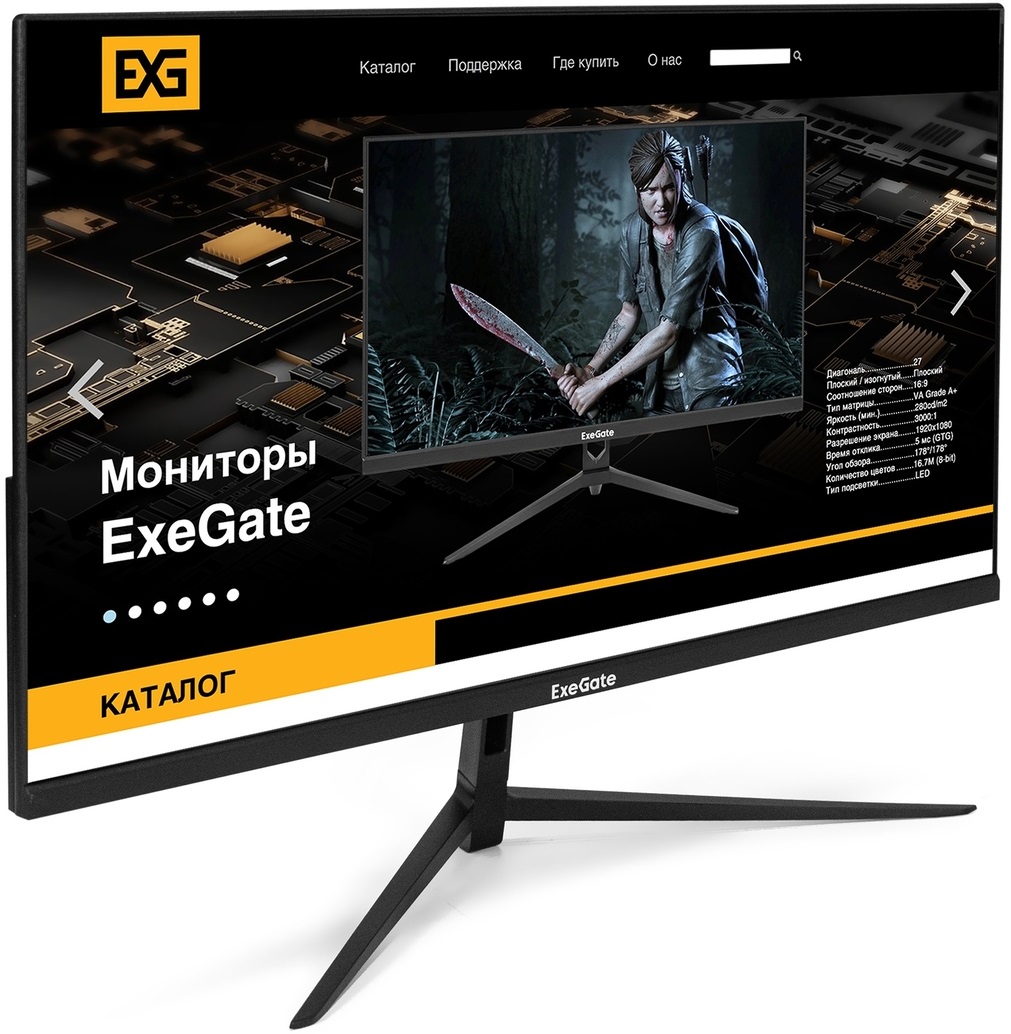 Монитор ExeGate 21.5" ProSmart EV2207 black (1920х1080, 75Hz, 3 000:1, 178°/178°, 5ms (GTG), 280cd/m2, VA, HDMI, M/M)