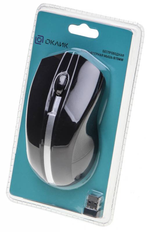 Мышь беспроводная Oklick 615MW (optical, 1000dpi, 2xAAA, black-silver)