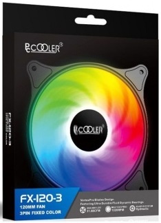 Вентилятор PCCOOLER FX-120-3 (120x120x25mm, Hydro, 1200rpm, 18dBa, 3+4pin, RGB fixed LED, black-white) RTL