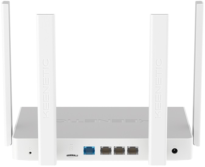 Роутер Keenetic Hero 4G+ (KN-2311) (574/1201Mbps, 2.4/5GHz, 4 ports, 1000Mbps, 2 внешние несъёмные антенны 5dBi, 2 внешние сменные антенны 4G, USB3.0, USB Printer/FTP Server/3G/4G/LTE, Micro SIM, grey-white)