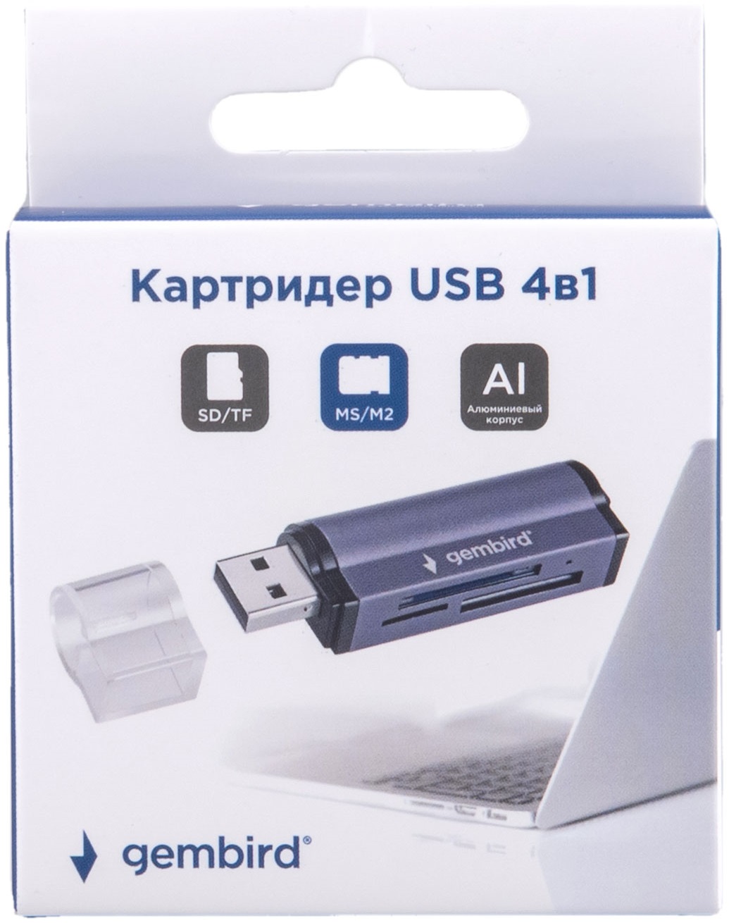 Карт-ридер Gembird (FD2-MSD-5, SDXC, microSD, MS, M2, до 512Gb, grey)