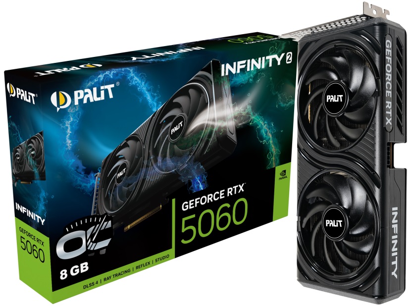 Видеокарта Palit GF RTX5060 Infinity 2 OC 8Gb (NE75060V19P1-GB2063L, 128bit, GDDR7, HDMI+3xDP) RTL