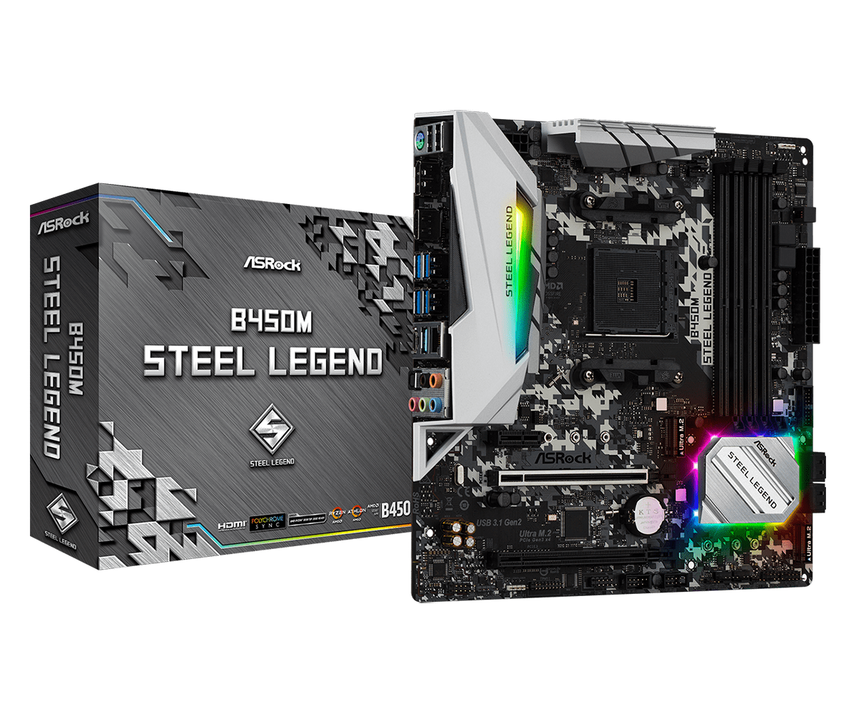 Материнская плата ASRock B450M STEEL LEGEND (AM4, mATX) RTL