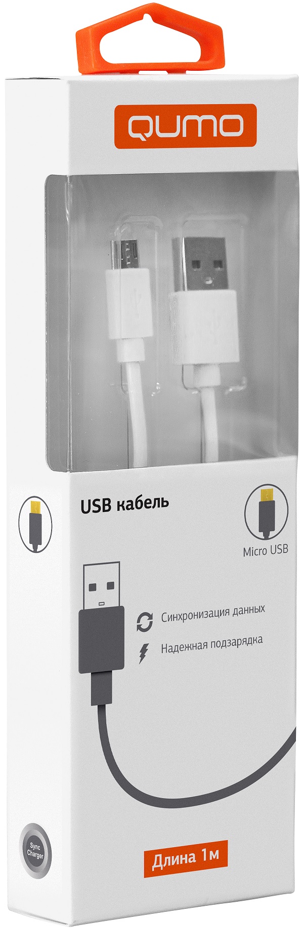 Кабель USB 2.0 Am - micro USB 1.0m (20512, 2.4A, 12W, PVC, white) QUMO