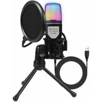 Микрофон Yanmai SF-666R (настольный, конденсаторный, игровой, RGB подсветка, 1.35m, black)