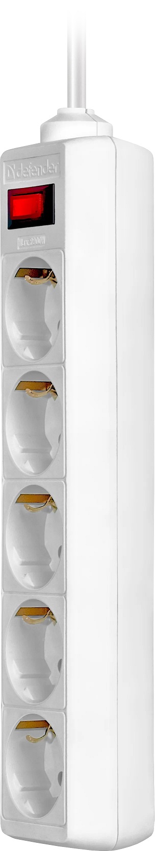 Сетевой фильтр Defender ES 1.8 (5 розеток, 1.8 метра, 10A, white) RTL