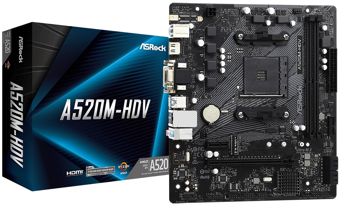 Материнская плата ASRock A520M-HDV (AM4, mATX) RTL