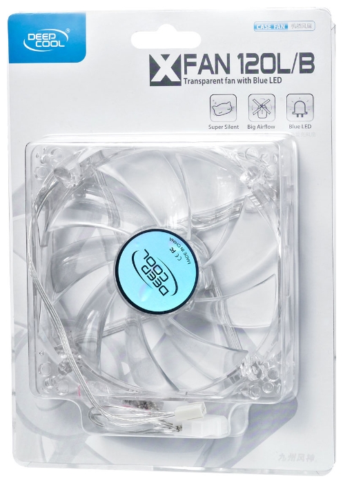 Вентилятор DEEPCOOL Xfan 120L/B (120x120x25mm, Hydro, 1300rpm, 26dBa, 3+4pin, blue LED) RTL