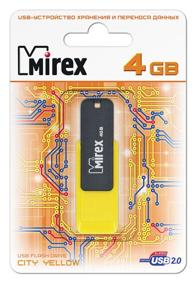 Флеш накопитель USB 2.0 4Gb Mirex City (Желтый)