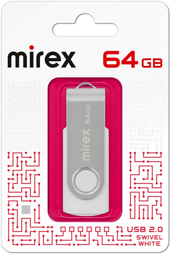 Флеш накопитель USB 2.0 64Gb Mirex Swivel (white)