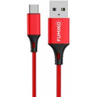 Кабель USB 2.0 Am - Type-C 1.0m (FCA08-03, 2.4A, нейлоновая оплётка, red) FUMIKO