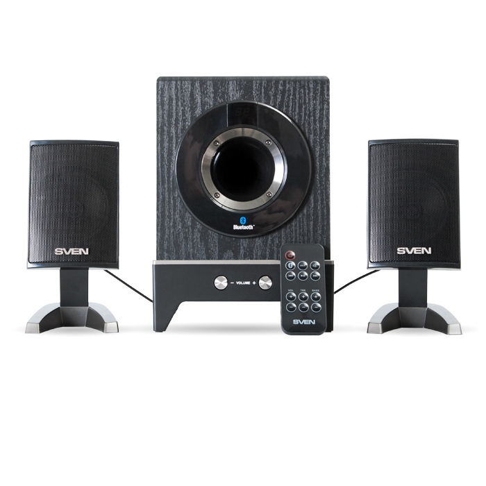 Колонки Sven MS-350BL (18W, Bluetooth, ПДУ, black)