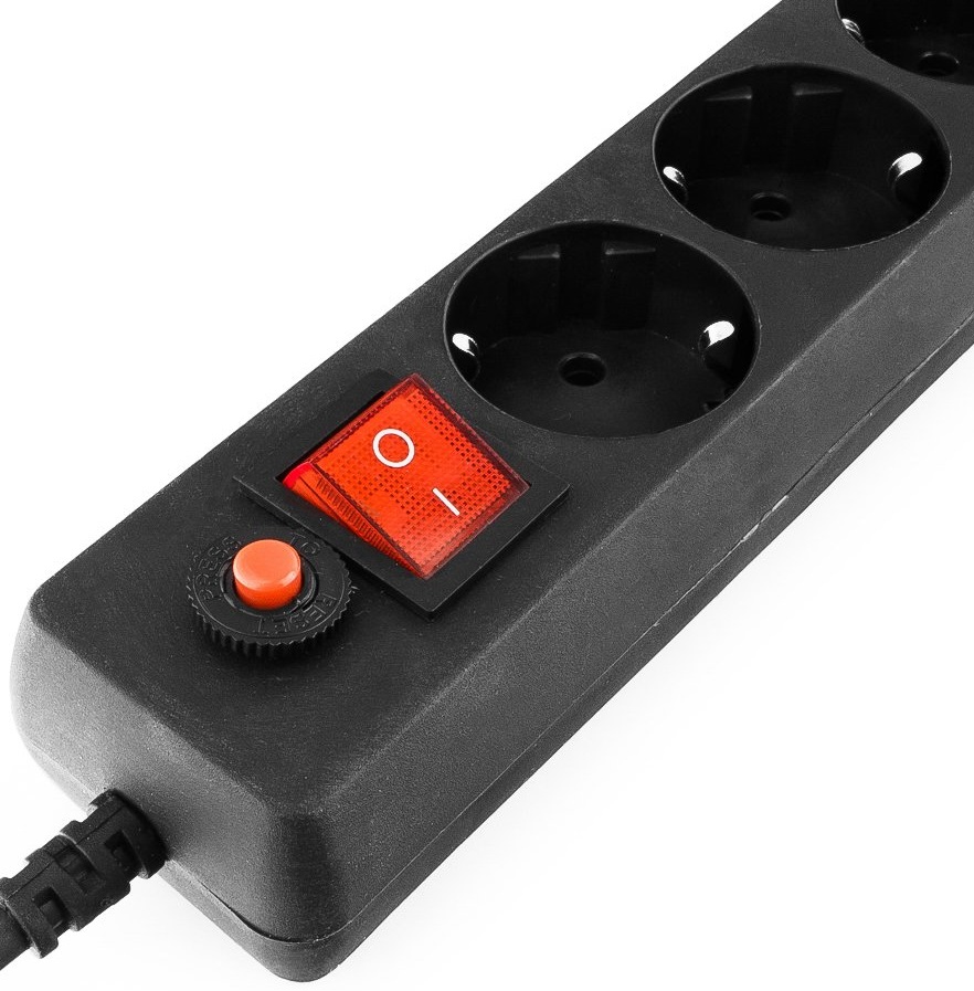 Сетевой фильтр Гарнизон (ECL-6-B-3, 6 розеток, 3 метра, 10A, black) OEM