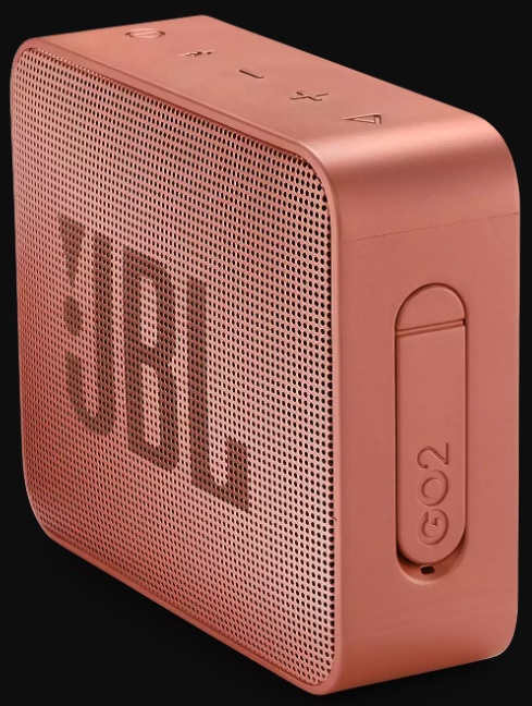 Колонка JBL GO 2 (3W, портативная, аккумулятор 730mAh, до 5ч, Bluetooth v.4.1, микрофон, громкая связь, AUX, защита от воды, sunkissed cinnamon)