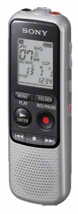 Цифровой диктофон Sony ICD-BX140 (4G, до 65 ч. Записи, до 45 ч. работы от батареи, монохромный дисплей, динамик, 2ААА, silver)