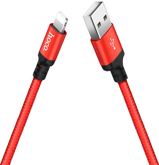 Кабель Hoco X14 Lightning 1.0m (X14 Times Speed, нейлоновая оплётка, red-black) hoco