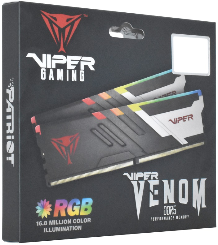 Память DDR5 64Gb, 5600MHz, Patriot (PVVR564G560C40K, Viper Venom, 2х32Gb, 1.35V, RGB LED, black)