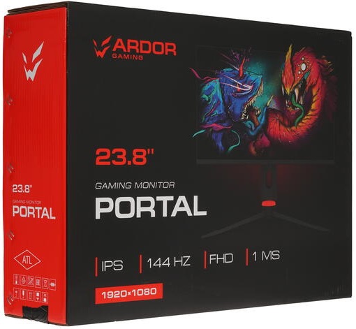 Монитор ARDOR GAMING PORTAL 23.8" AF24H1 black (1920х1080, 10 000 000:1, 178°/178°, 3ms (GTG), 280cd/m2, 144Hz, FullHD, HDMI*2, DP*2, IPS, выход на наушники, M/M)