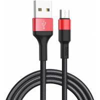 Кабель USB 2.0 Am - micro USB 1.0m (X26 Xpress, 2.4A, быстрая зарядка, нейлоновая оплётка, black-red) hoco