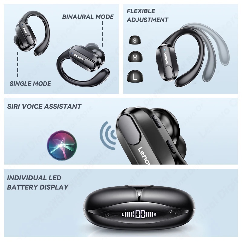 Гарнитура Lenovo Live Pods XT80 (затычки, беспроводная, Bluetooth 5.3, с микрофоном, до 6 часов работы от батареи, black)