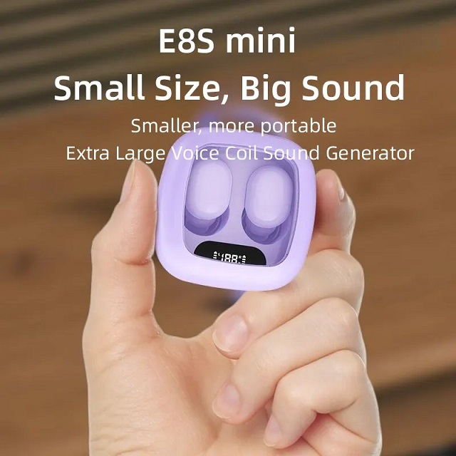 Гарнитура E8S MINI TWS (затычки, беспроводная, Bluetooth 5.3, с микрофоном, до 5 часов работы от батареи, white)