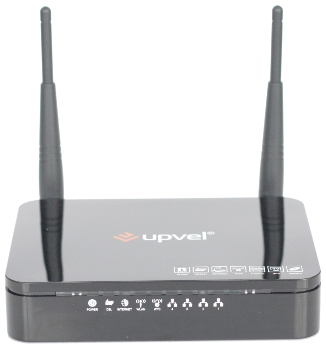 Роутер UPVEL UR-324AWN (ADSL2+, 300Mbps, 2.4GHz, 4 ports, 100Mbps, 2 внешние несъёмные антенны 2dBi, black)