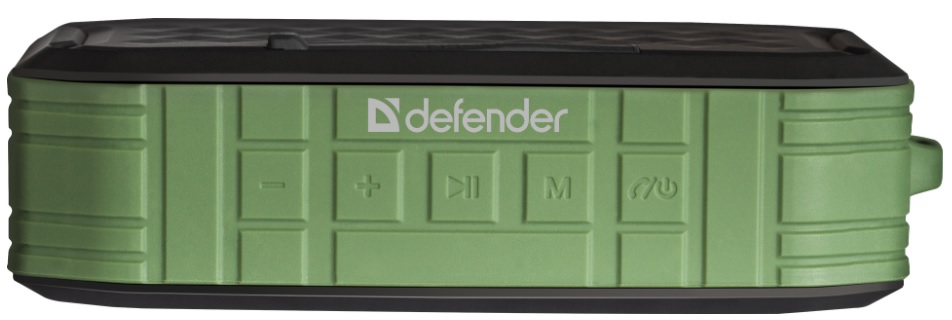 Колонка Defender G14 (7W, портативная, аккумулятор 1200mAh, Bluetooth v.5.0, AUX, USB, MicroSD, FM, MP3, TWS, до 4 часов работы от батареи, подсветка, black-green)