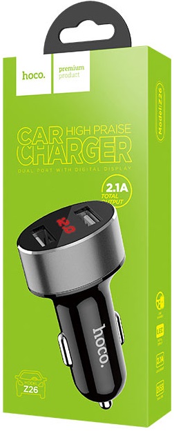 Зарядное устройство от прикуривателя hoco Z26 High Praise (12/24V - USB, 2*USB, 2.1А max, black)