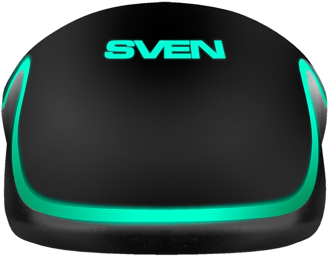 Мышь Sven RX-530S (USB, optical, 1200dpi, динамическая подсветка, бесшумный клик, soft-touch, 1.5m, black)