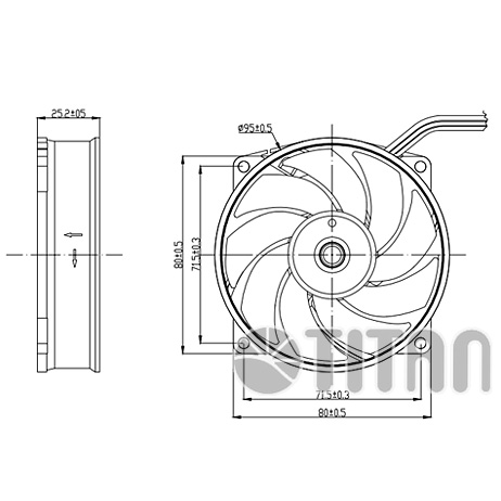 Вентилятор Titan TFD-9525H12ZP/KU(RB) (90x90x25mm (посадочное место 80mm), Z-axis, 900-2600rpm, 10-27dBa, Anti-vibration, 4pin, PWM, white-blue) RTL