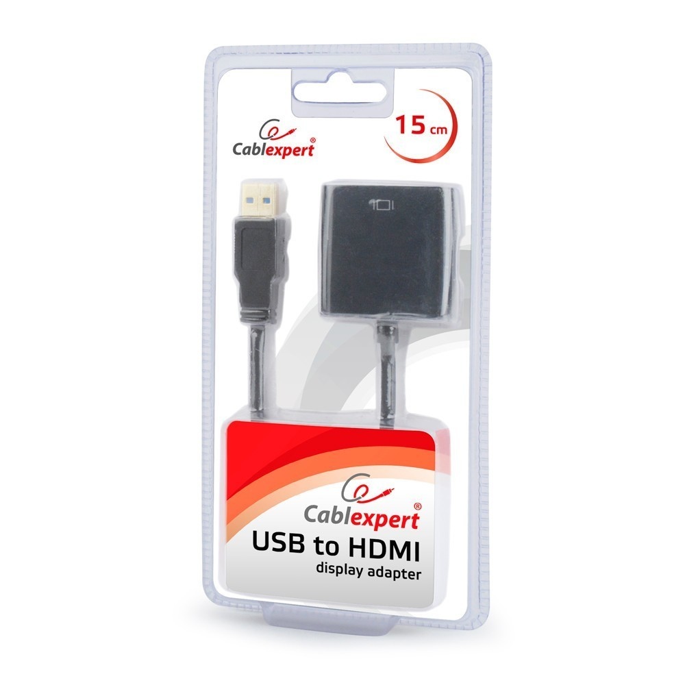 Конвертер USB (m)  ->  HDMI (f) (A-USB3-HDMI-02, 1920x1080p 60fps USB 3.0, 800x600p 60fps USB 2.0, 0.15m, black) Cablexpert