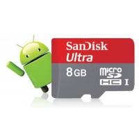 Карта памяти SDmicro Card 8Gb SanDisk (SDSDQUAN-008G-G4A, Ultra Android, Class 10, 48MB/s, адаптер SD)