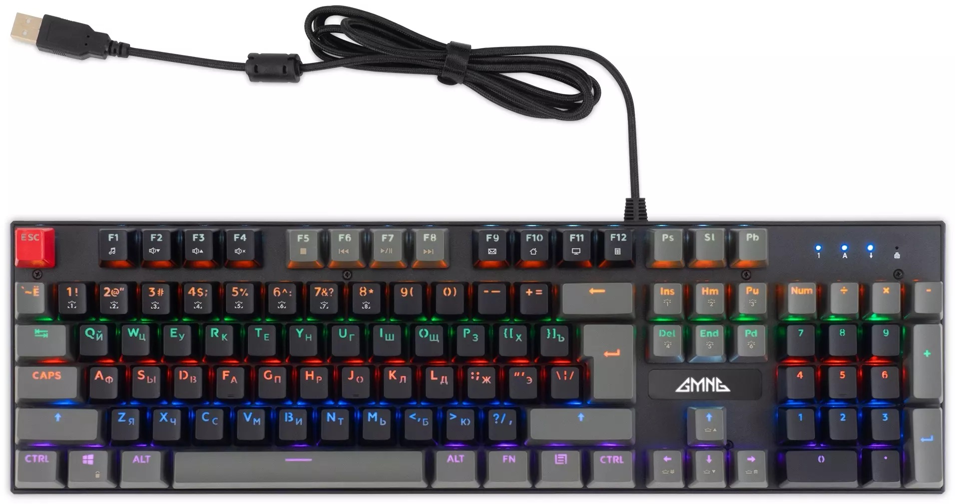 Клавиатура Merlion GMNG GG-KB760X (USB, механическая, RED Switch, регулируемая подсветка, игровая, мультимедийная, Anti-Ghosting, 1.8m, black)