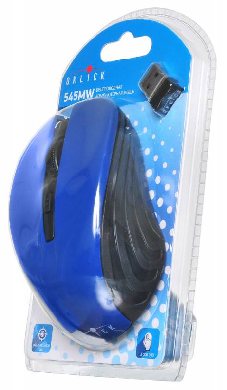 Мышь беспроводная Oklick 545MW (optical, 1600dpi, AA, black-blue)