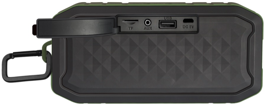 Колонка Defender G14 (7W, портативная, аккумулятор 1200mAh, Bluetooth v.5.0, AUX, USB, MicroSD, FM, MP3, TWS, до 4 часов работы от батареи, подсветка, black-green)