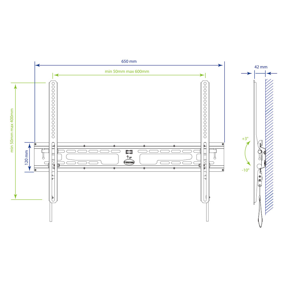 Настенный кронштейн для телевизоров и мониторов Kromax FLAT-2 (32"-90", VESA 50-400, до 65кг, black)