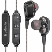 Гарнитура Defender FreeMotion B640 (затычки, беспроводная, Bluetooth 5.0, с микрофоном, до 5 часов работы от батареи, black)
