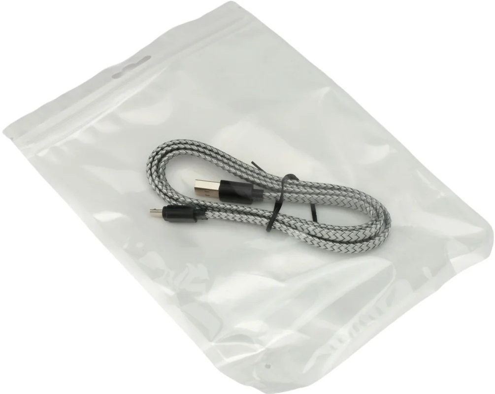 Кабель USB 2.0 Am - micro USB 1.0m (CC-mUSB2-AMBM-FL-1M, 2.1A, нейлоновая оплётка, grey) Cablexpert
