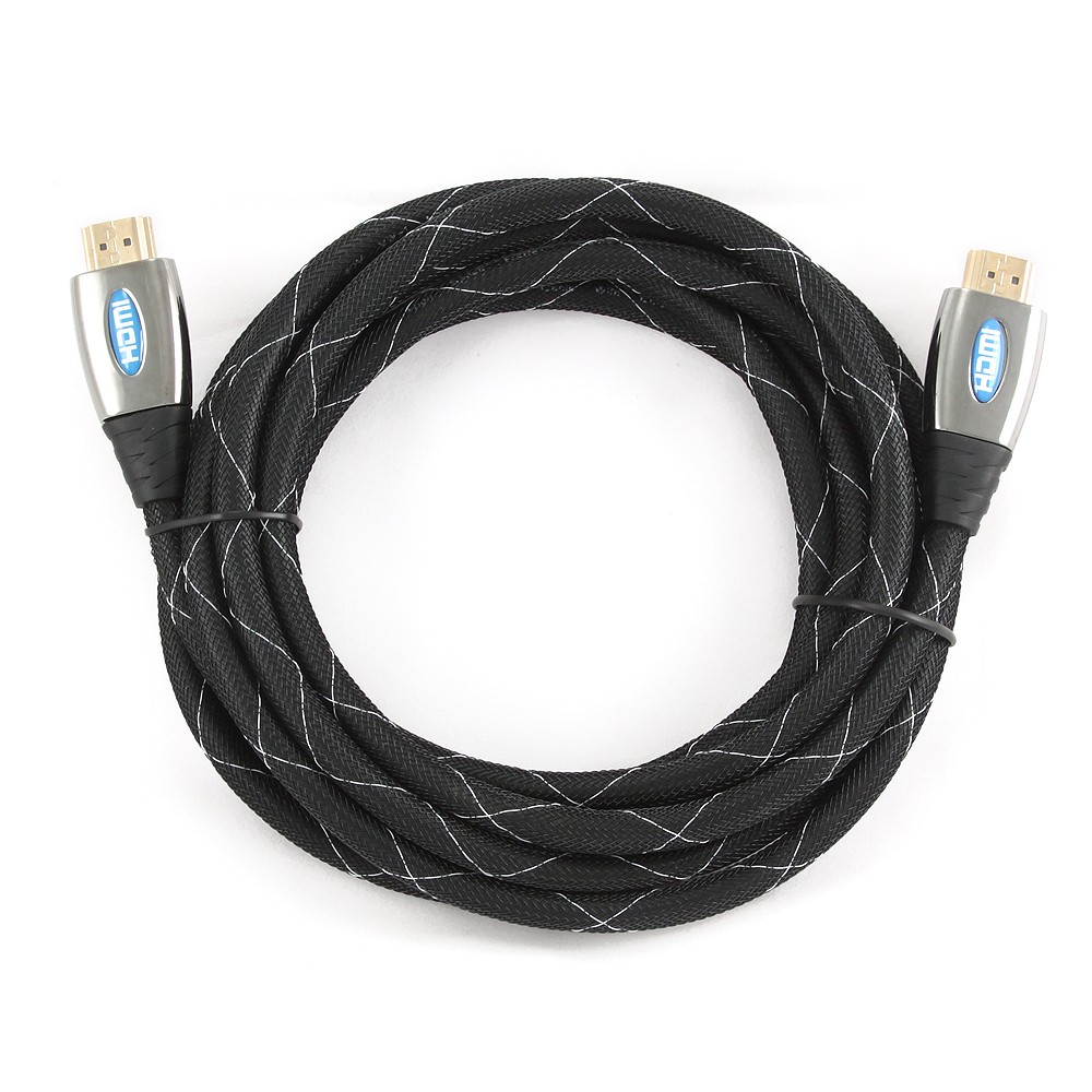 Кабель HDMIm-HDMIm 3.0m (CCP-HDMI4-10, ver.1.4, с позолоченными контактами, тканевая оплётка, экранированный, пакет, black-silver) Cablexpert